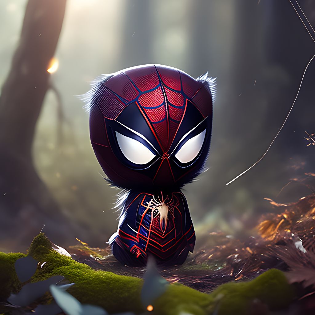 dylan: Spiderman standing in front a forest