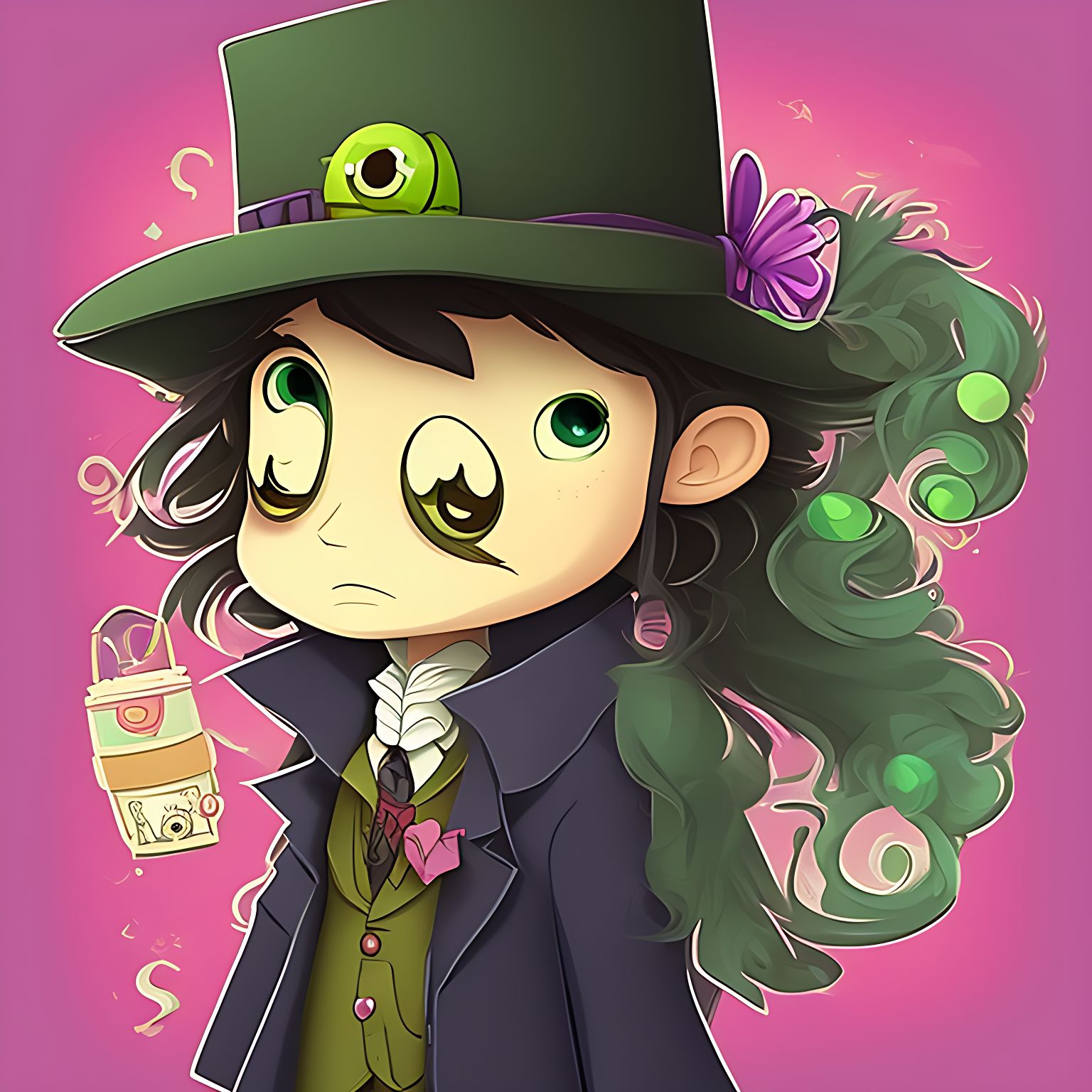 jaysonlynn: Sherlock Holmes style detective, 2d cartoon, green background