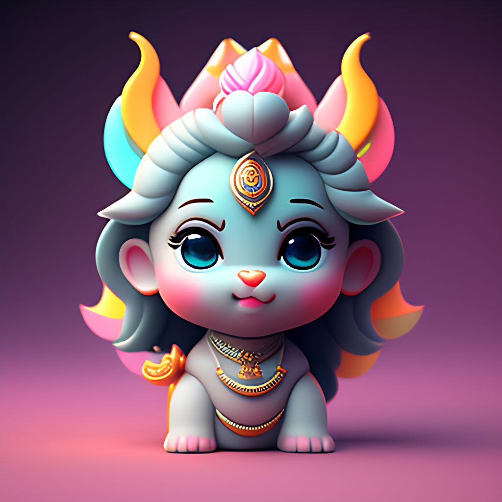 messy-shrew519: Tiny Lord Shiva statute, soft lighting, soft pastel colors,  3d icon clay render, blender 3d, pastel background