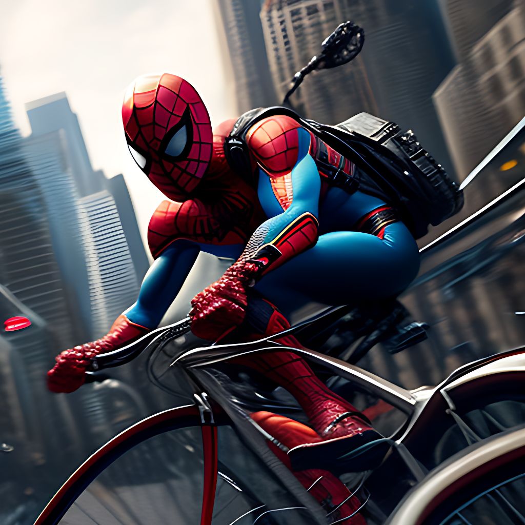 Talsa: spiderman riding on a bike