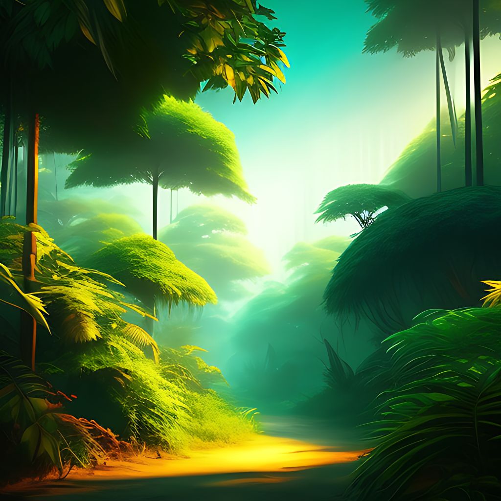 macymace: dark jungle, realistic, cartoon