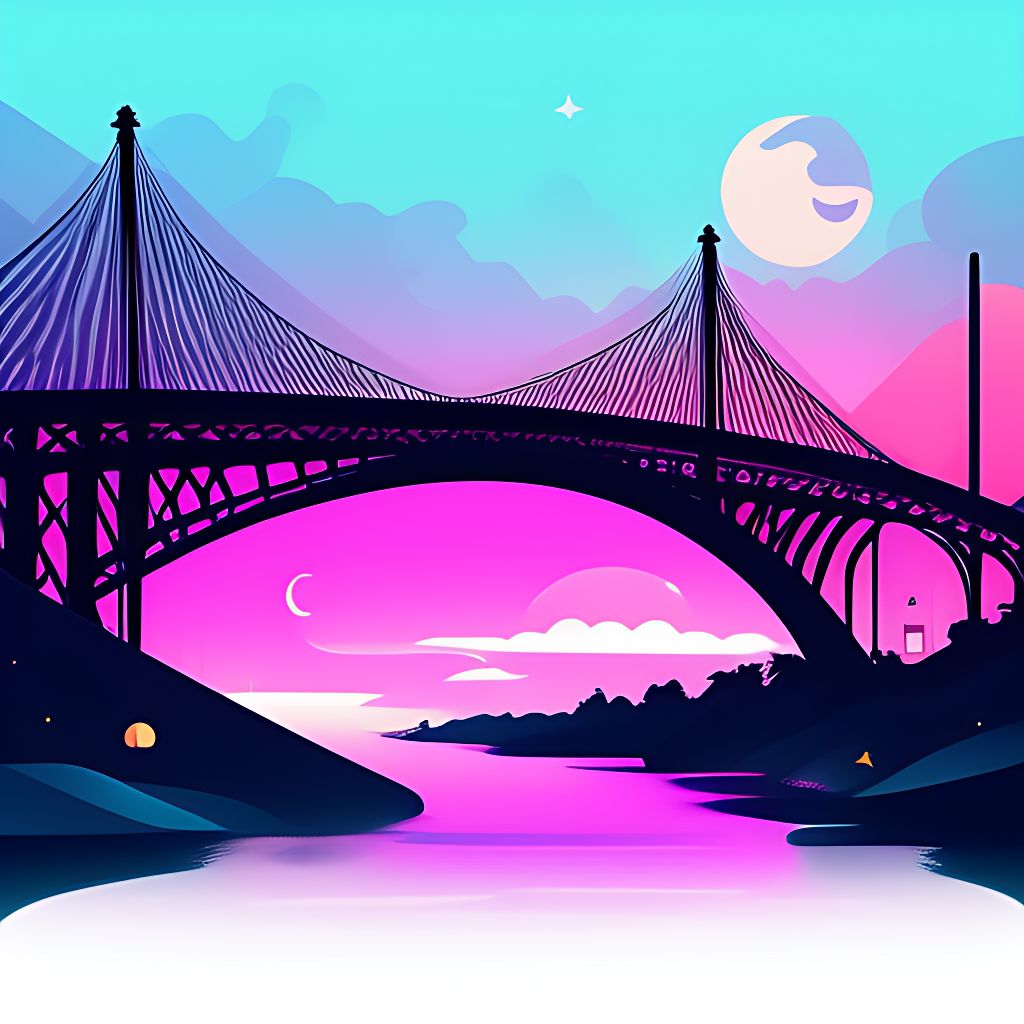 jimmyeatpod: car driving across a bridge at night with a crescent moon ...