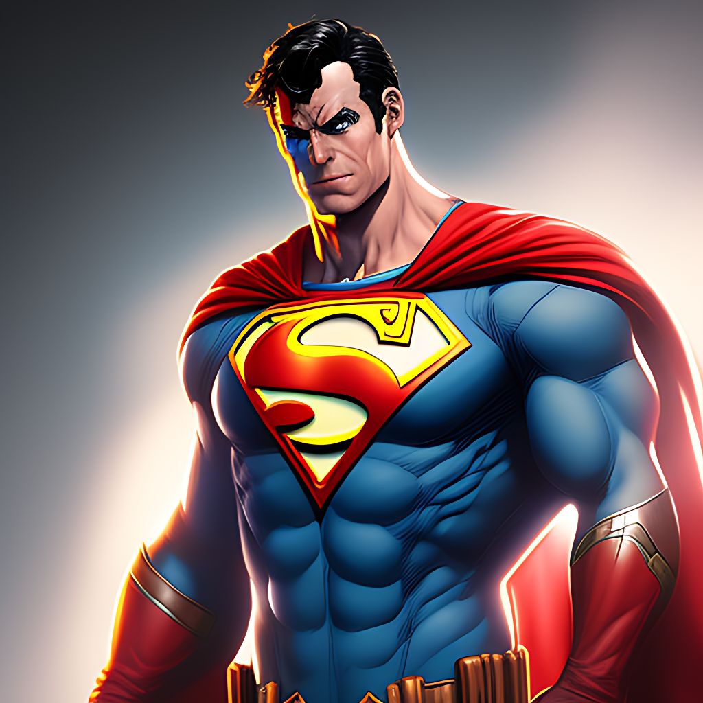 Mehran: superhero with an E on the chest, cgi, drawing