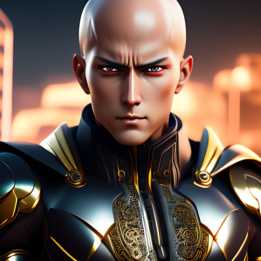 Realistic One Punch Man, city background, artistic, Stable Diffusion