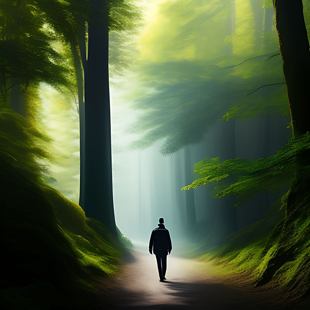 bengraves: man walking down a winding path through the forest