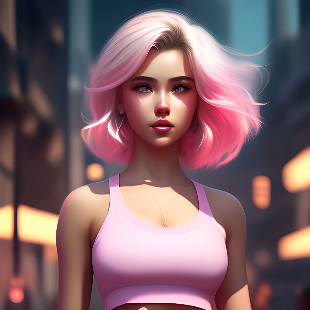 Short Two-Tone Cyber Girl Hair in Blonde to Pink