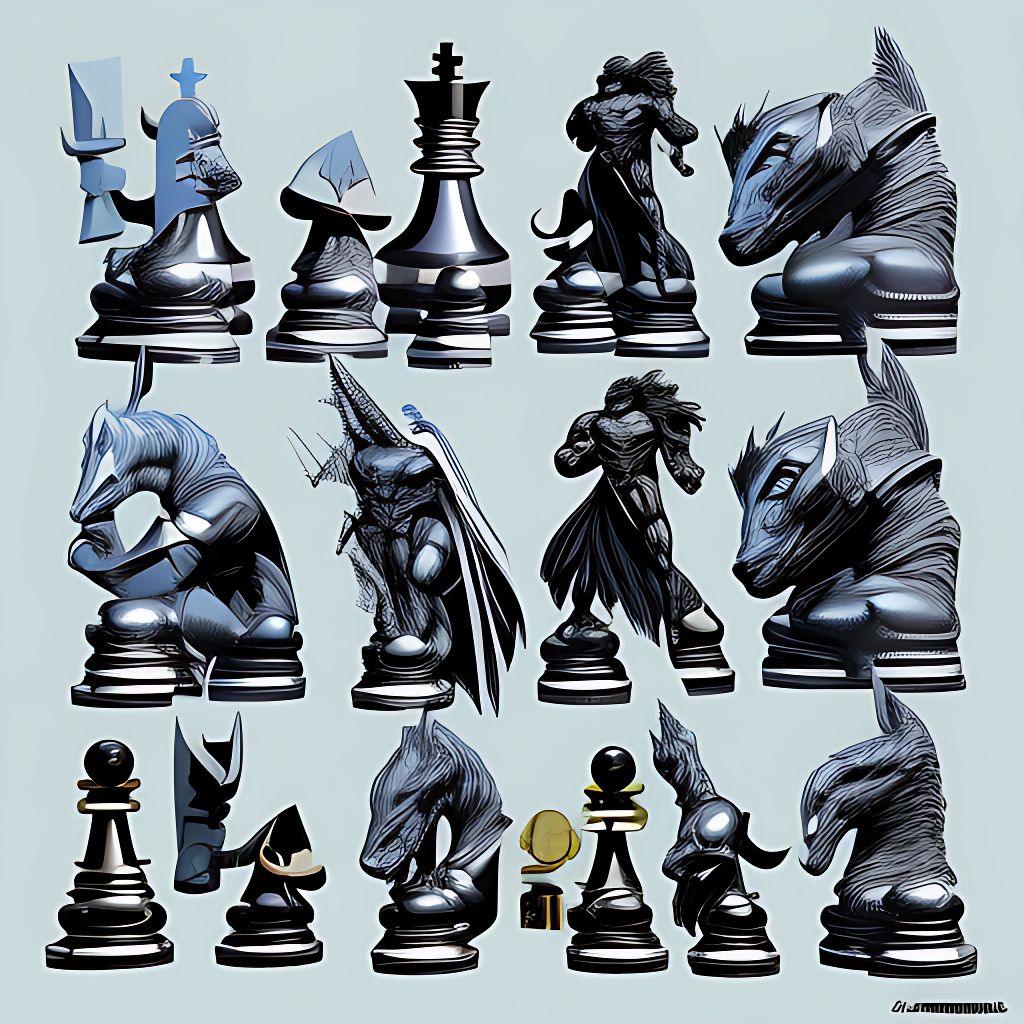 2D, Illustration, a chess set 
, Graphic novel, Neal Adams, Trending on Artstation, DC comics, 8k