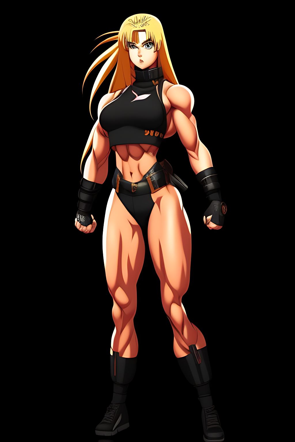 same-mole626: Brave looking Young Strong Female Bodybuilder, Anime Art Style