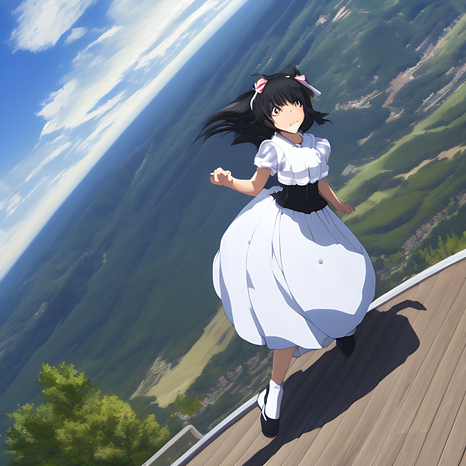 shoddy-mink819: anime girl wearing a maid dress skydiving