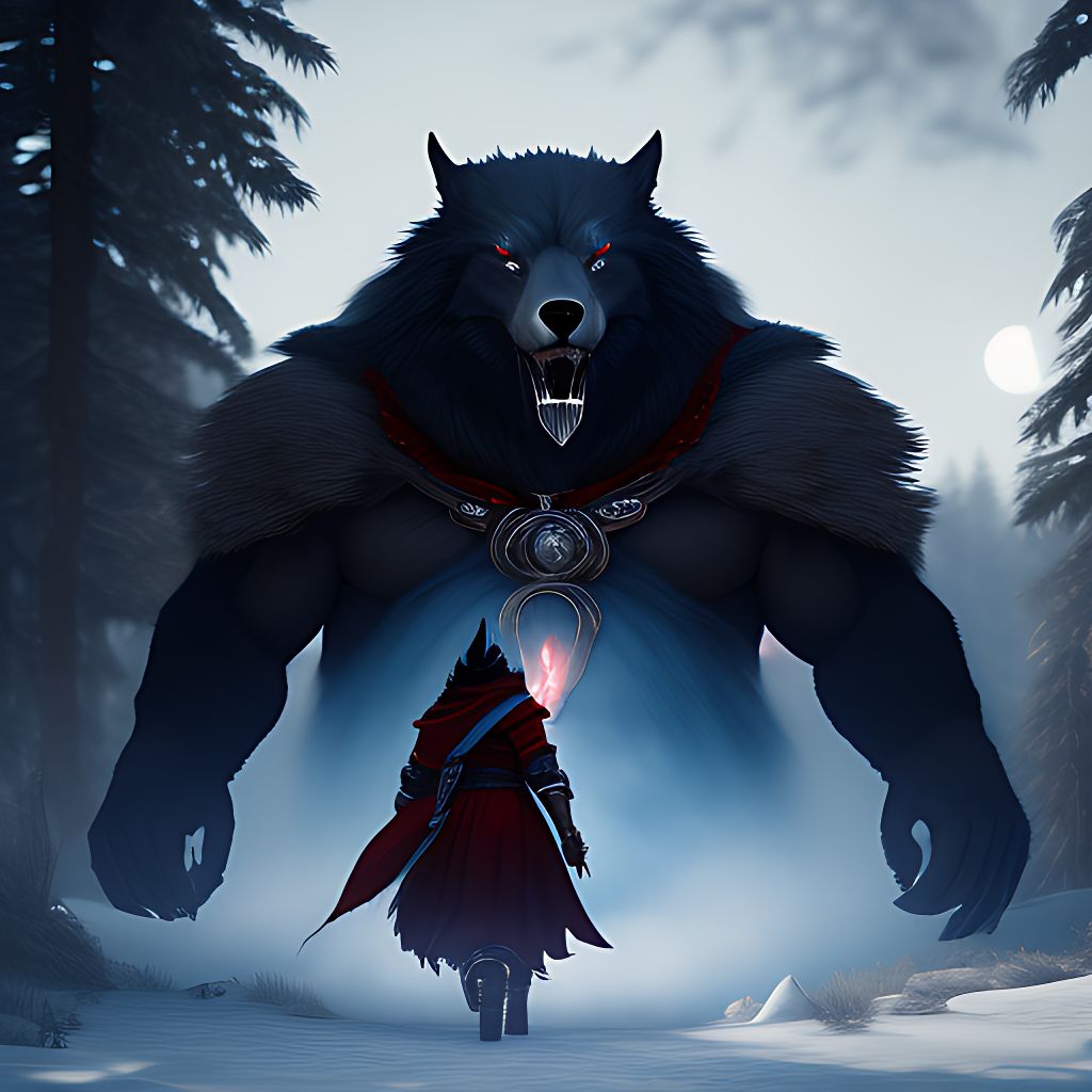 black werewolf red riding hood