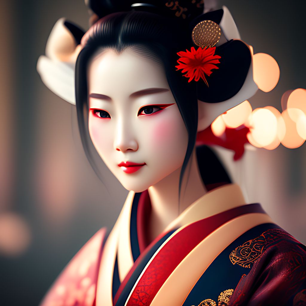 Shabby Rail874 Japanese Geisha Face Close Up 3305