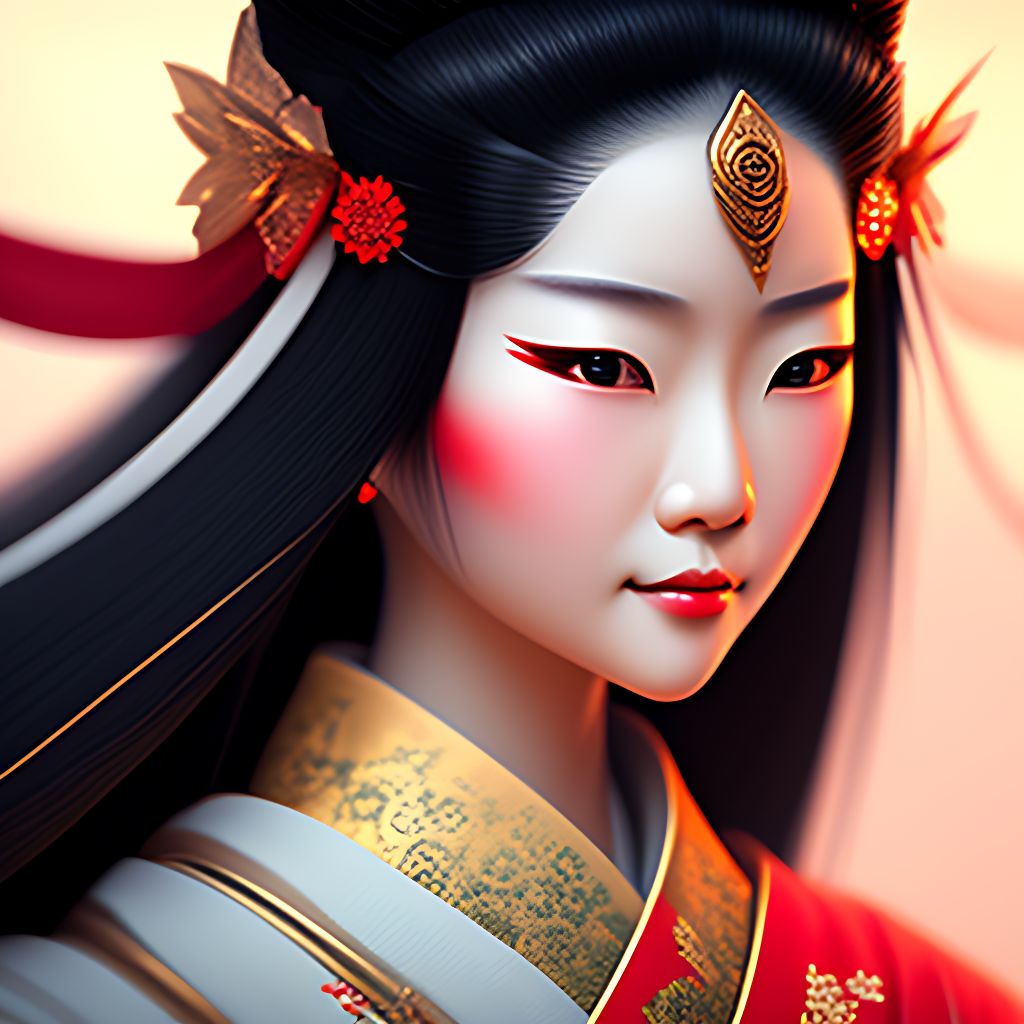 japanese geisha face close up, award winning photo, Digital art, Concept art, Digital painting, Artstation, Sharp focus, Illustration, very coherent, high quality eyes good quality