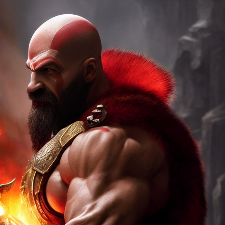 nippybat223 Kratos from god of war as a Monk in a fantasy world using