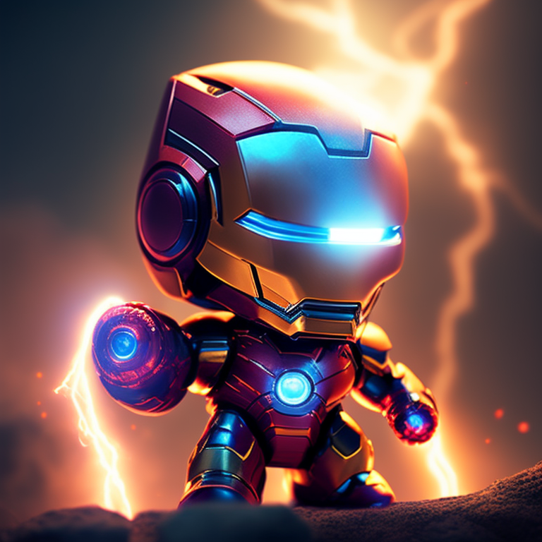 lone-otter429: very cute tiny marvel ironman with perfect lightning and  planets on the background