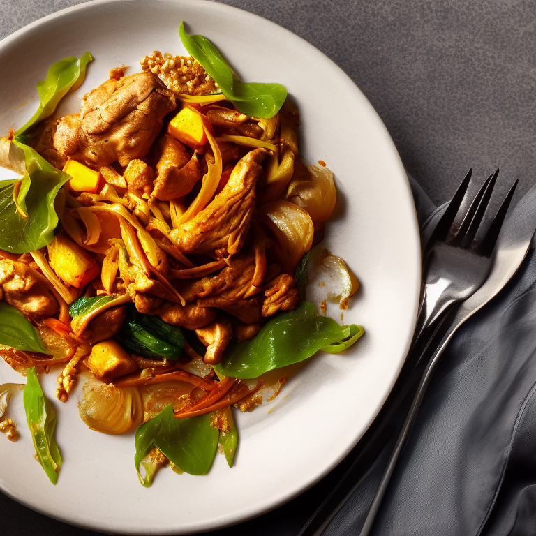 fhumu A Chef plate serving of A delicious stir fry featuring chicken