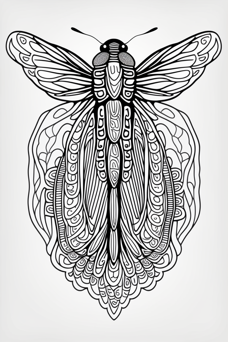 every-swan153: fly portrait, coloring page style, 2d, flat design, white  background, mandala