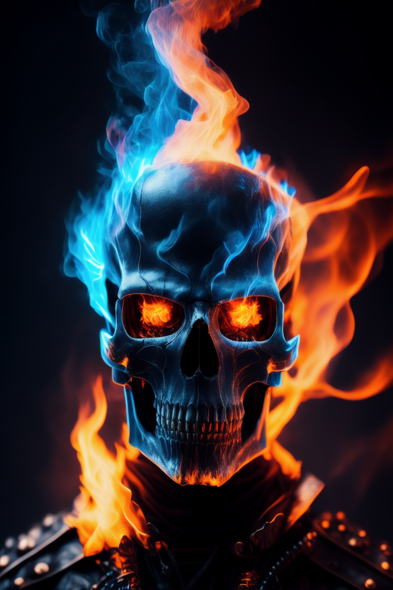 blue flaming skull png