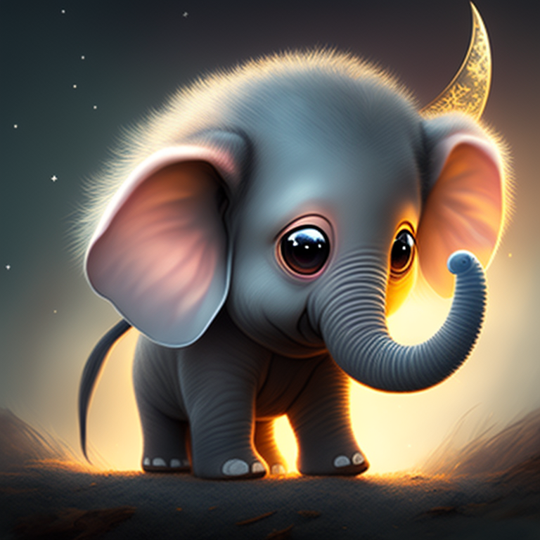 cute cartoon baby elephant with big eyes