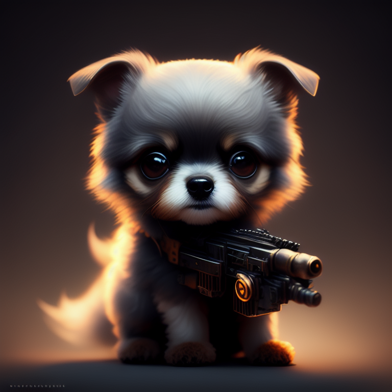 cartoon dog with gun