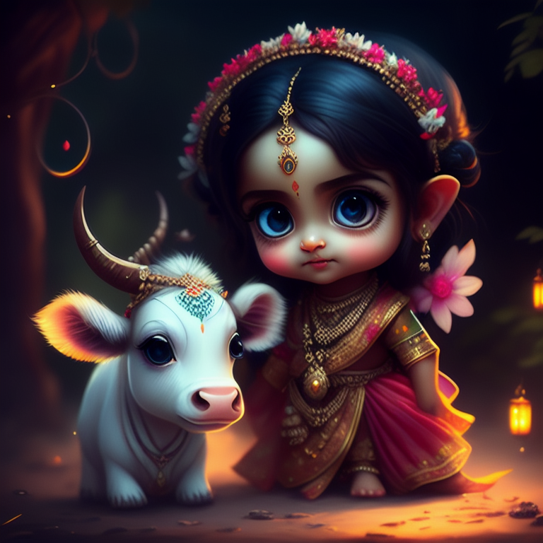 poor-swallow934: Radha Krishna with cow