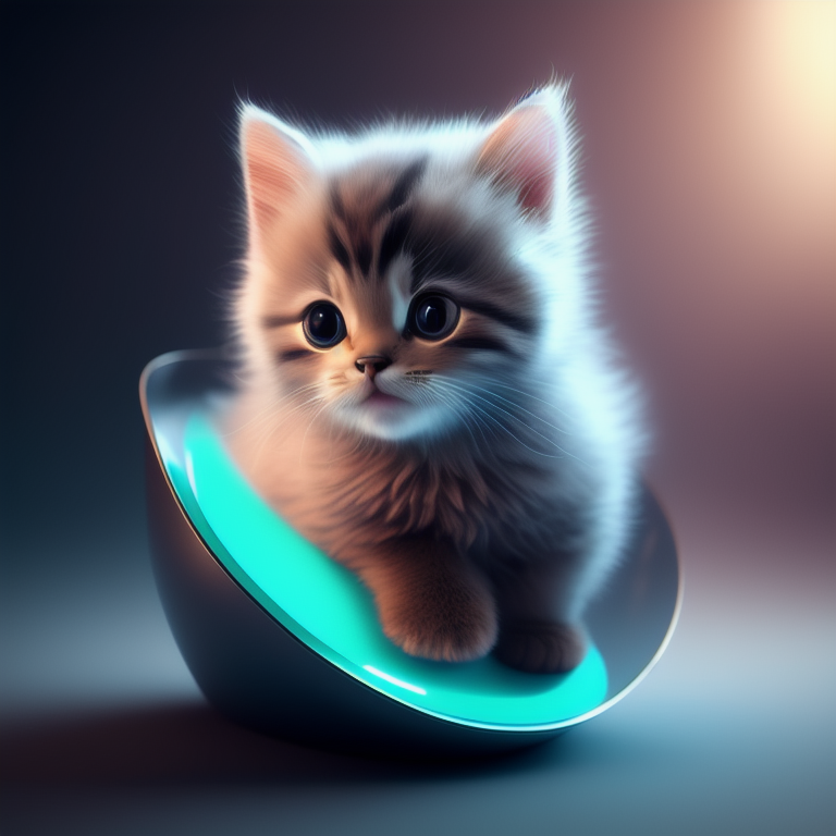 Cute baby cat from the space, 3d solid smooth shapes