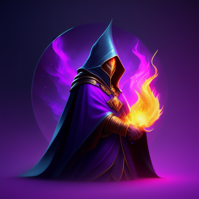 App icon, iOS app icon, Design, OLD WIZARD purple cloak
with small ball fill fire texture, Skeuomorphic, Dribbble, Behance, Artstation