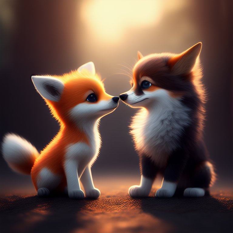 our-fox344: A cute dog and a cute fox see each other.