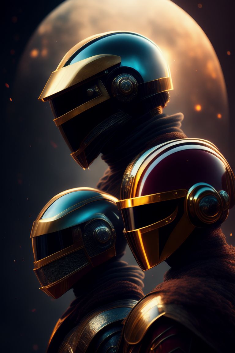 a renaissance painting of daft punk in the 15th century, Epic, exciting, wow, Cinematic, moody, Hdri, lens flare, exciting, stop motion, Highly detailed, Octane render, Soft Lighting, celestial, Professional, 35mm, zeiss, Hasselblad, fujifilm, arriflex, imax, Trending on Artstation, artstationhd, artstationhq, 4k, 8k