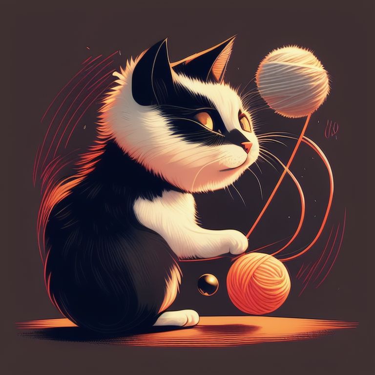 Cute Cat Playing Yarn Ball Cartoon Vector Icon Illustration (2