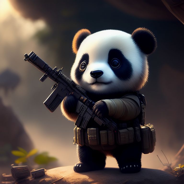 panda with machine gun