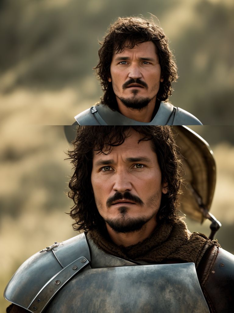 earnest-rat487: Brave knight Pedro Pascal in shining armor on a mission