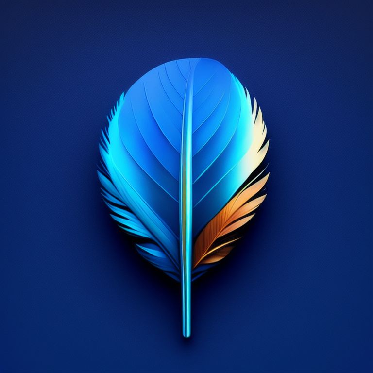 App icon, iOS app icon, Design, A feather on a blue background, Skeuomorphic, Dribbble, Behance, Artstation