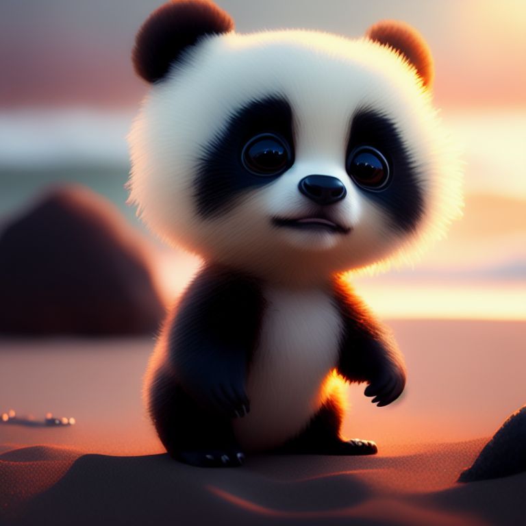 solid-pig247: slim panda wearing bikini on a beach