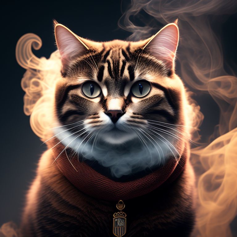 rustyhyena396 a cat with a hat and smoke vape