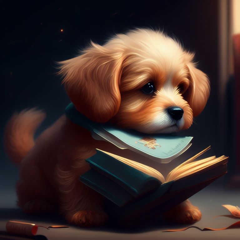 lean-rat740: a cute dog reading a book
