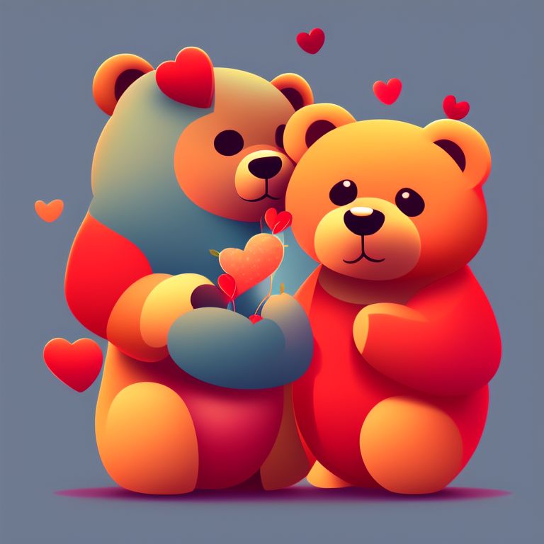 two teddy bears kissing