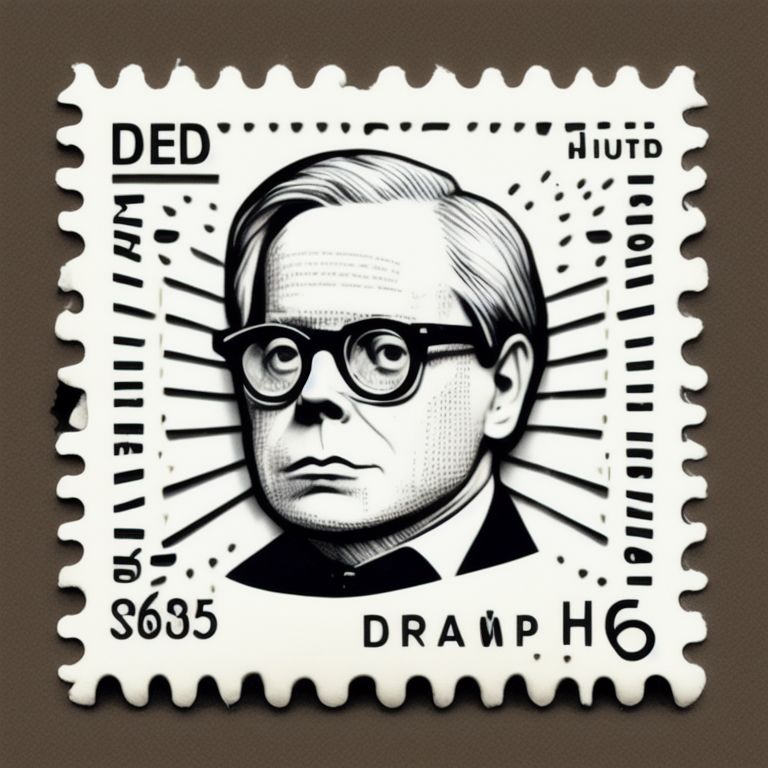 Dieter Rams, On a stamp, Postage stamp design, Plain background, Stationary, Old stamps, 3D typography, Precise details, Hi-res