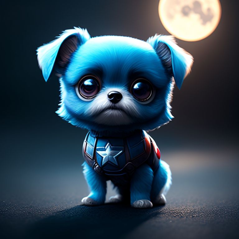 dark-mule443: 3D blue dog wearing captain America suit with moon ...