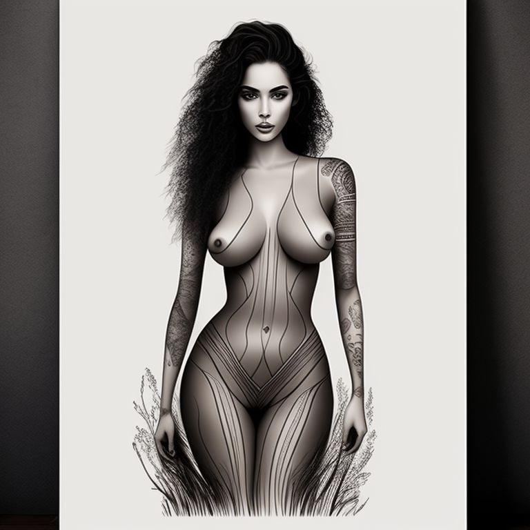 Nude woman's body line art, Inspirational Quotes, Boho