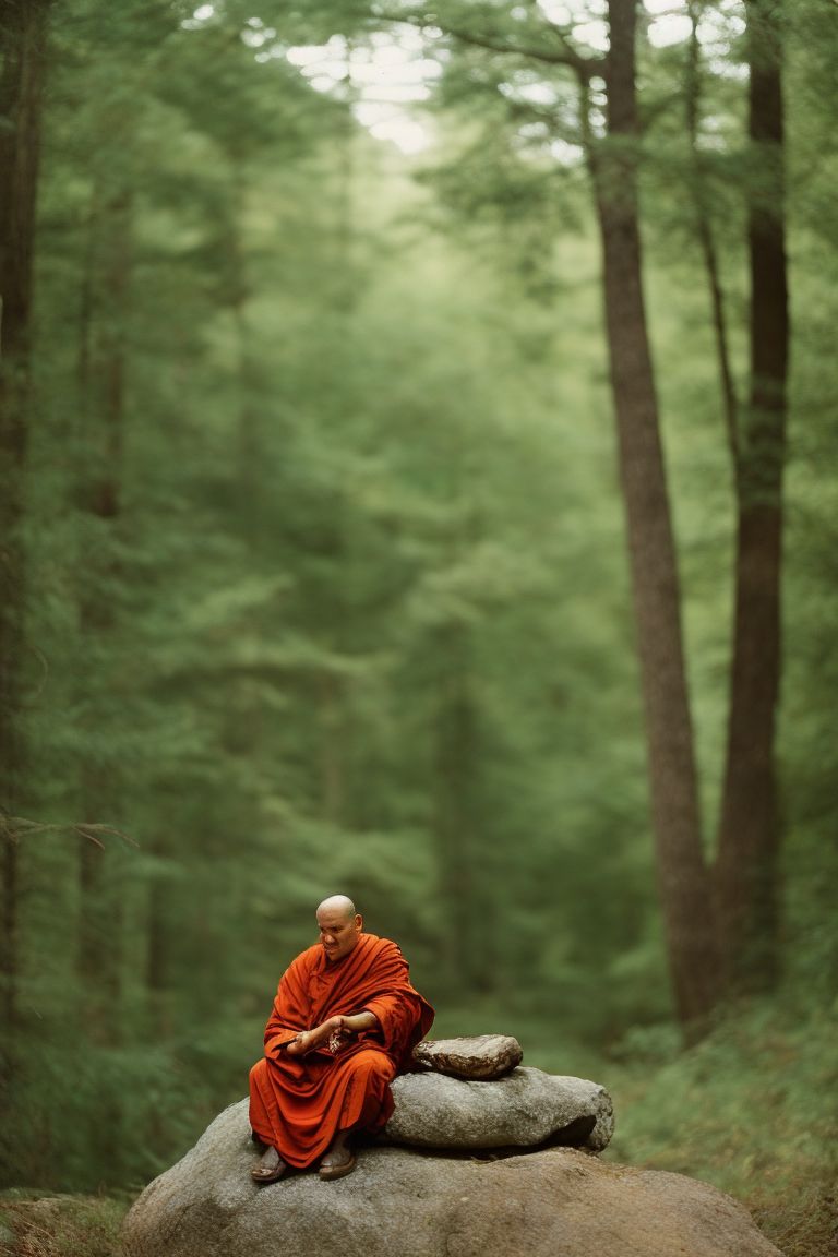 Buddhist Monks Meditation Forest