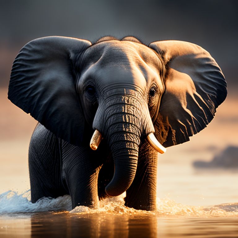 elephant spraying water