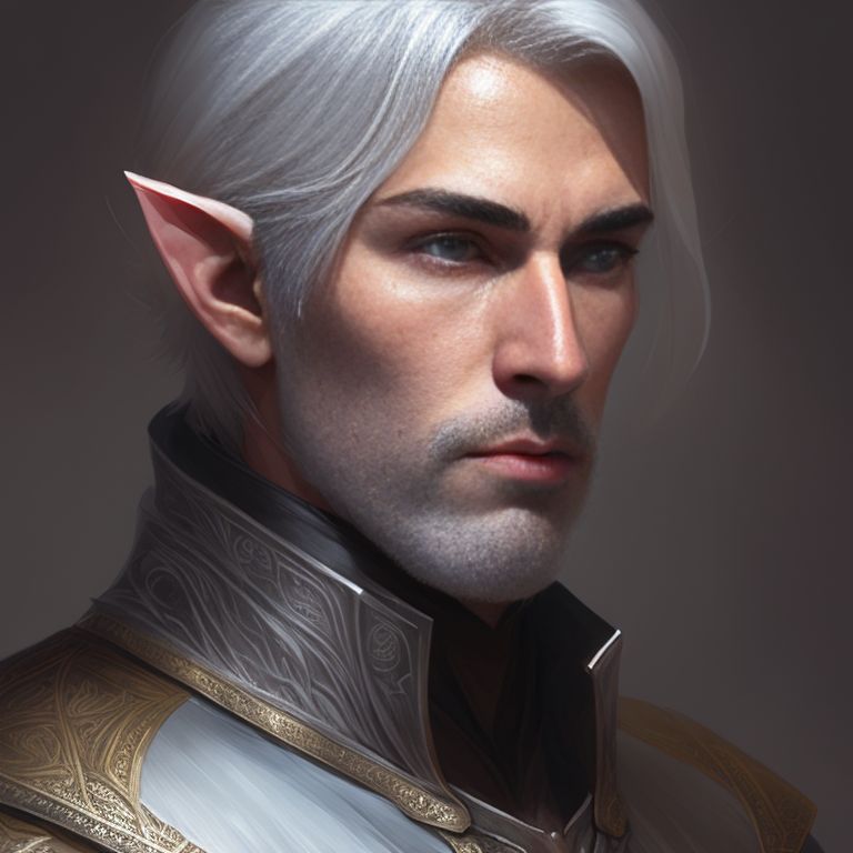 brandonolin: silver haired male half elf fighter