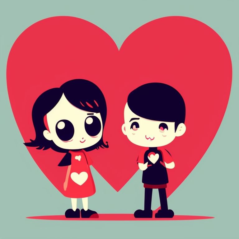 cute boy and girl in love cartoon