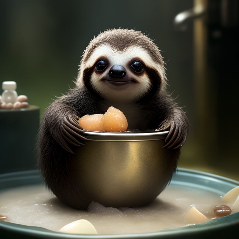 Baby Sloths Taking A Bath