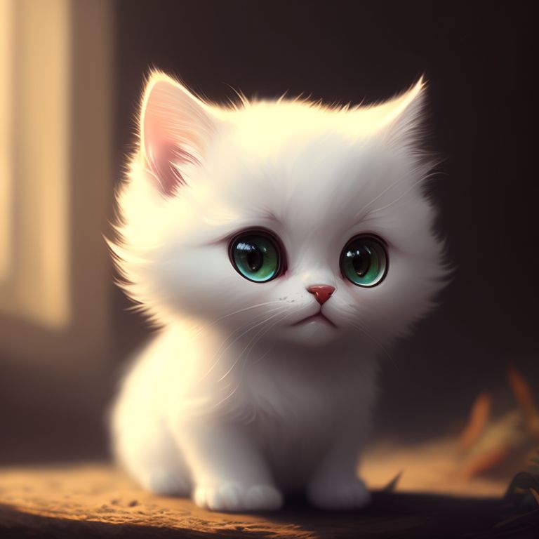 Cute White Cat Angry Cartoon