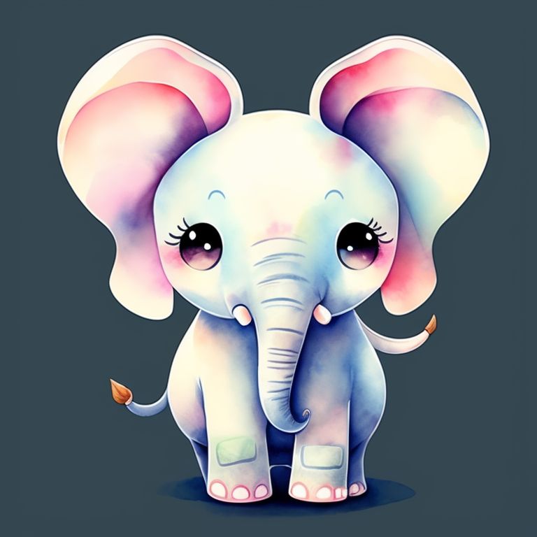 cute cartoon baby elephant with big eyes