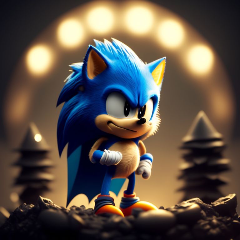 sonic the hedgehog as batman, portrait render