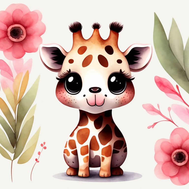 Cute Giraffe Cartoon With Big Eyes