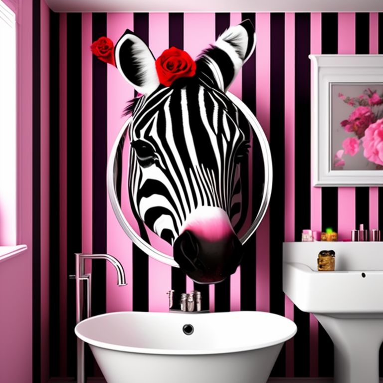 nifty-hare505: Cute Funky Zebra in Bathroom/Rose/Wonderful Mirror