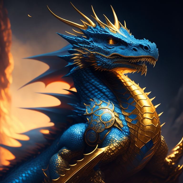 Blue And Gold Dragon